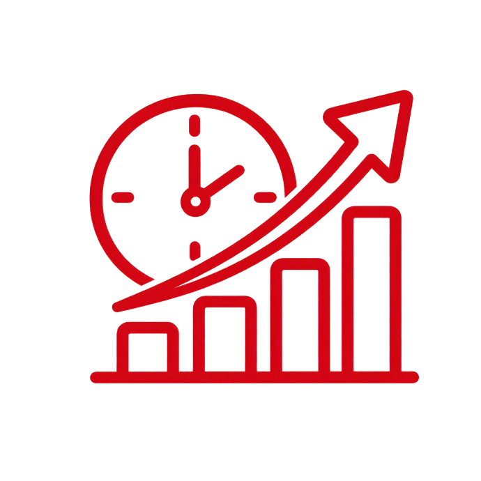 Icono de crecimiento continuo que representa la visión de largo plazo de RedBx y su compromiso de acompañar a los clientes en cada etapa de su evolución.