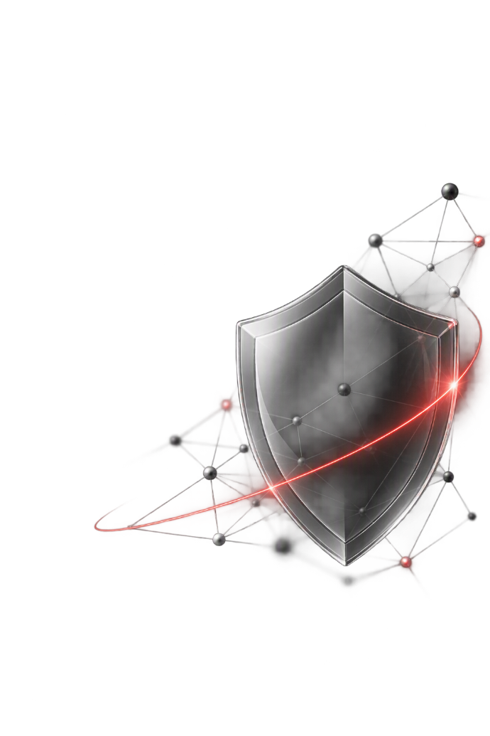 Representación 3D de un escudo de protección de datos para ciberseguridad avanzada